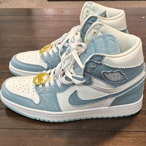 Jordan 1 Retro OG Denim Women's Sky Blue and White High-Top Sneakers